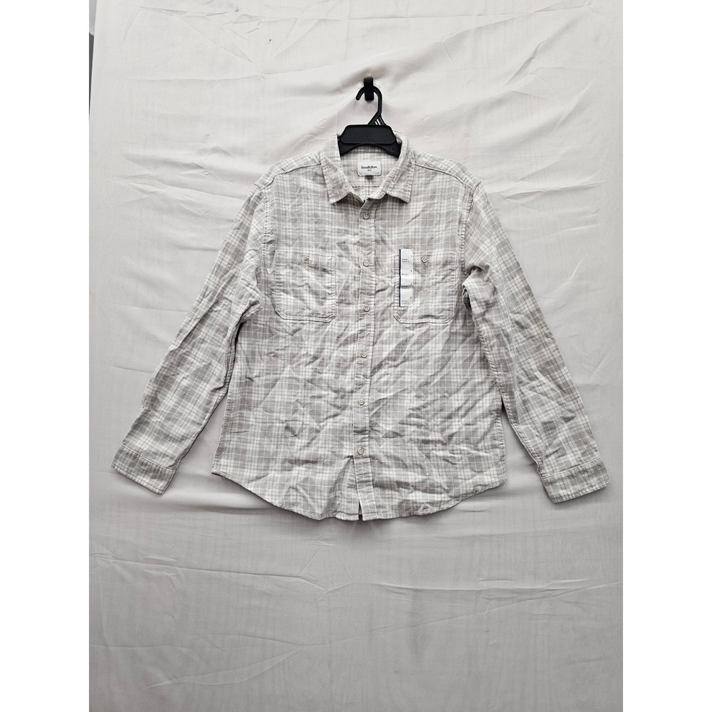 Goodfellow & Co Mens Midweight Flannel Shirt Gray Cotton Blend Casual Size Large